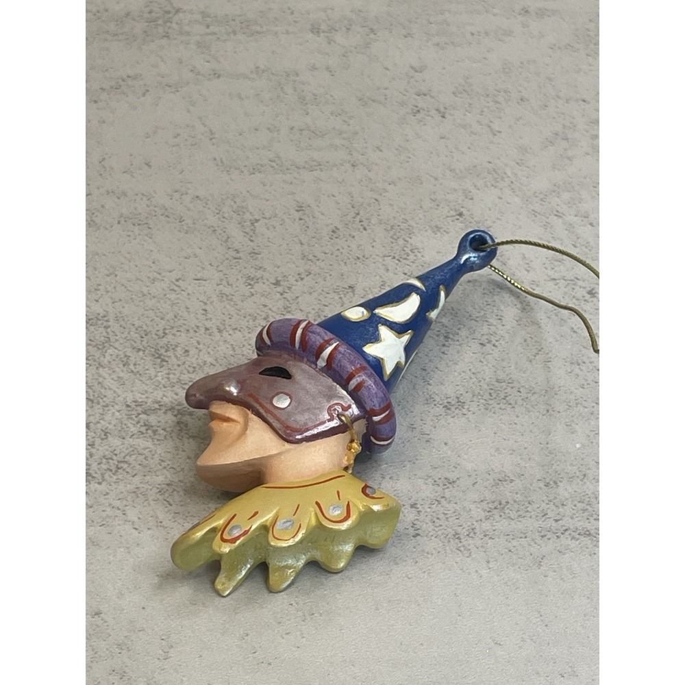 ROBERT SHIELDS Designs Mardi Gras Masked Figurine Ornament Top Hat Jester Stars